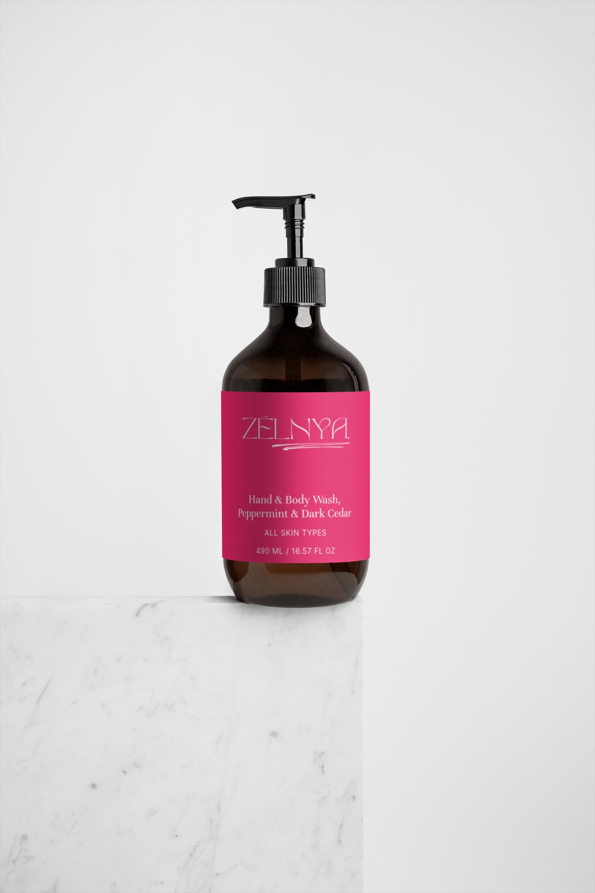 Hand & Body Wash, Peppermint & Dark Cedar